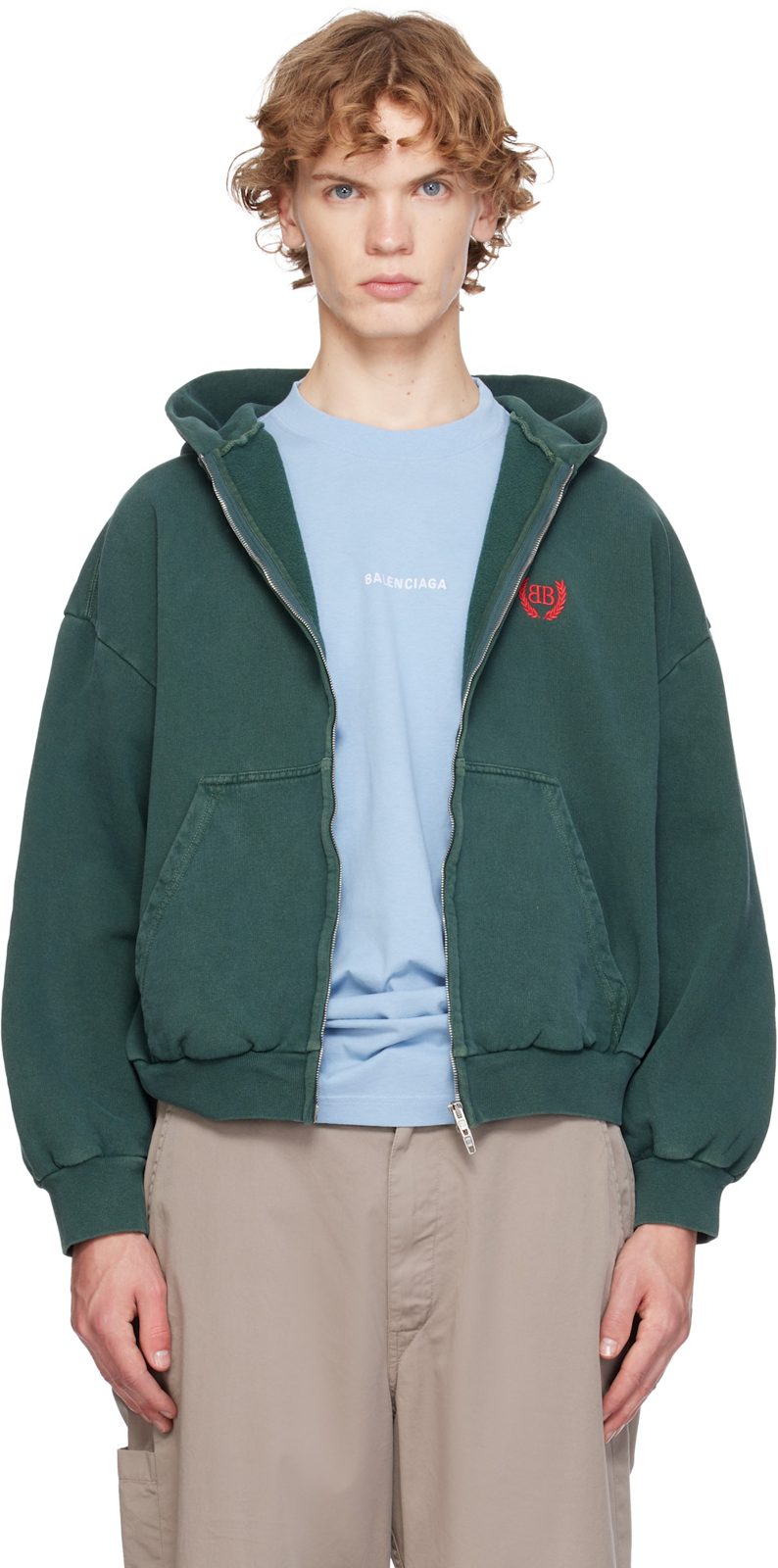 Green Laurel Classic Zip-Up Regular Fit Hoodie 261342M202007