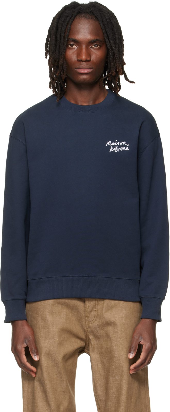 Maison Kitsune Navy Handwriting Comfort Sweatshirt 262389M204014