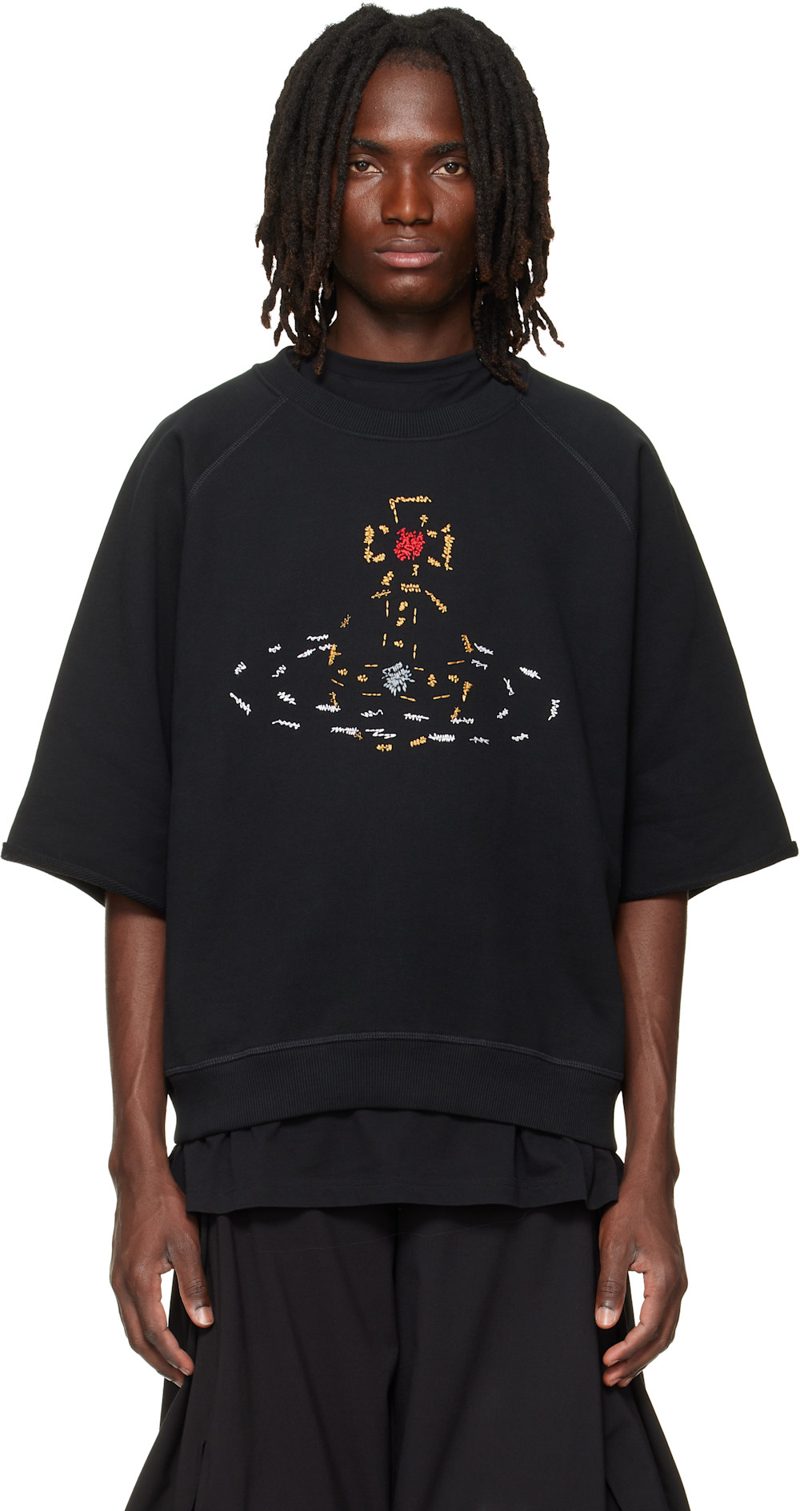 Black Short Sleeve Raglan Sweatshirt 262314M204001