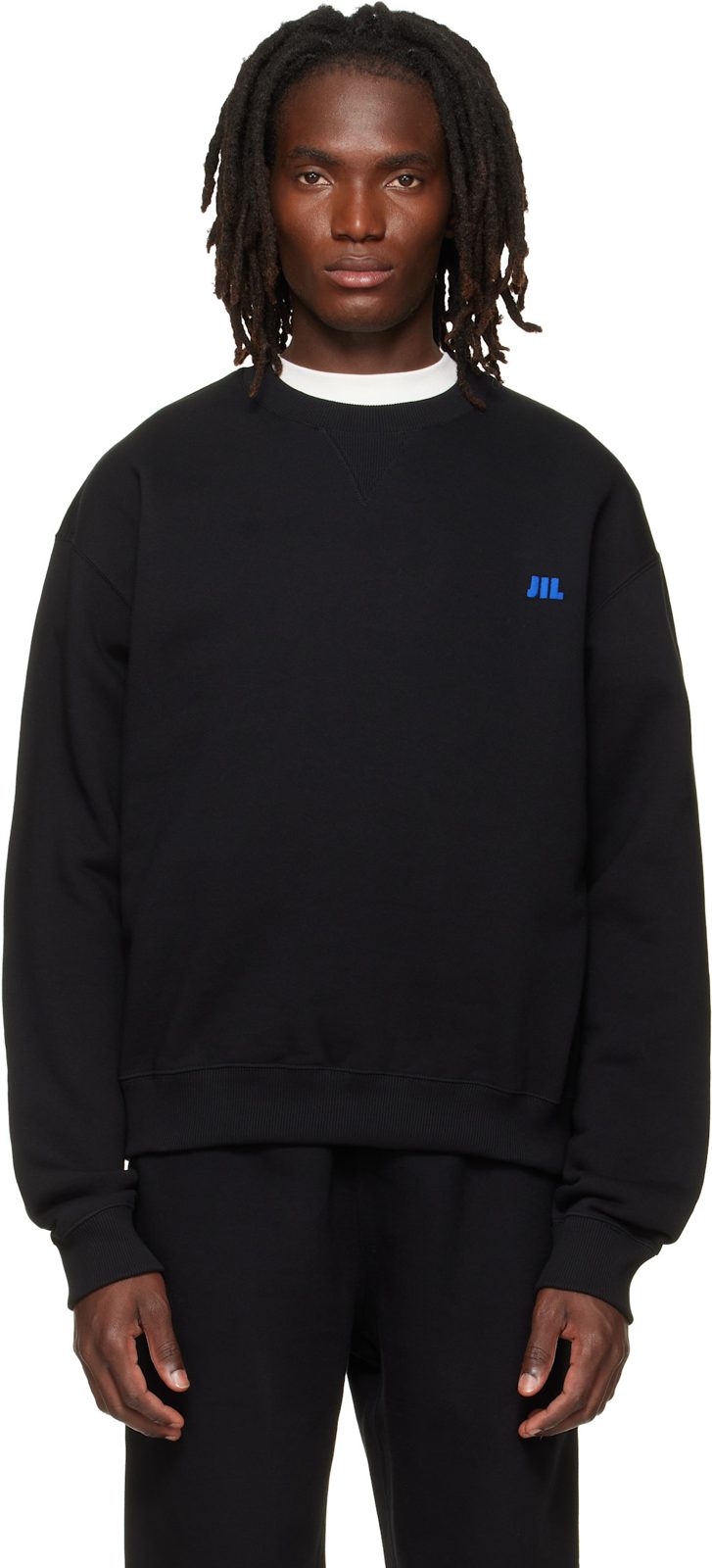Black Cotton Crew-Neck Sweatshirt 262249M204001