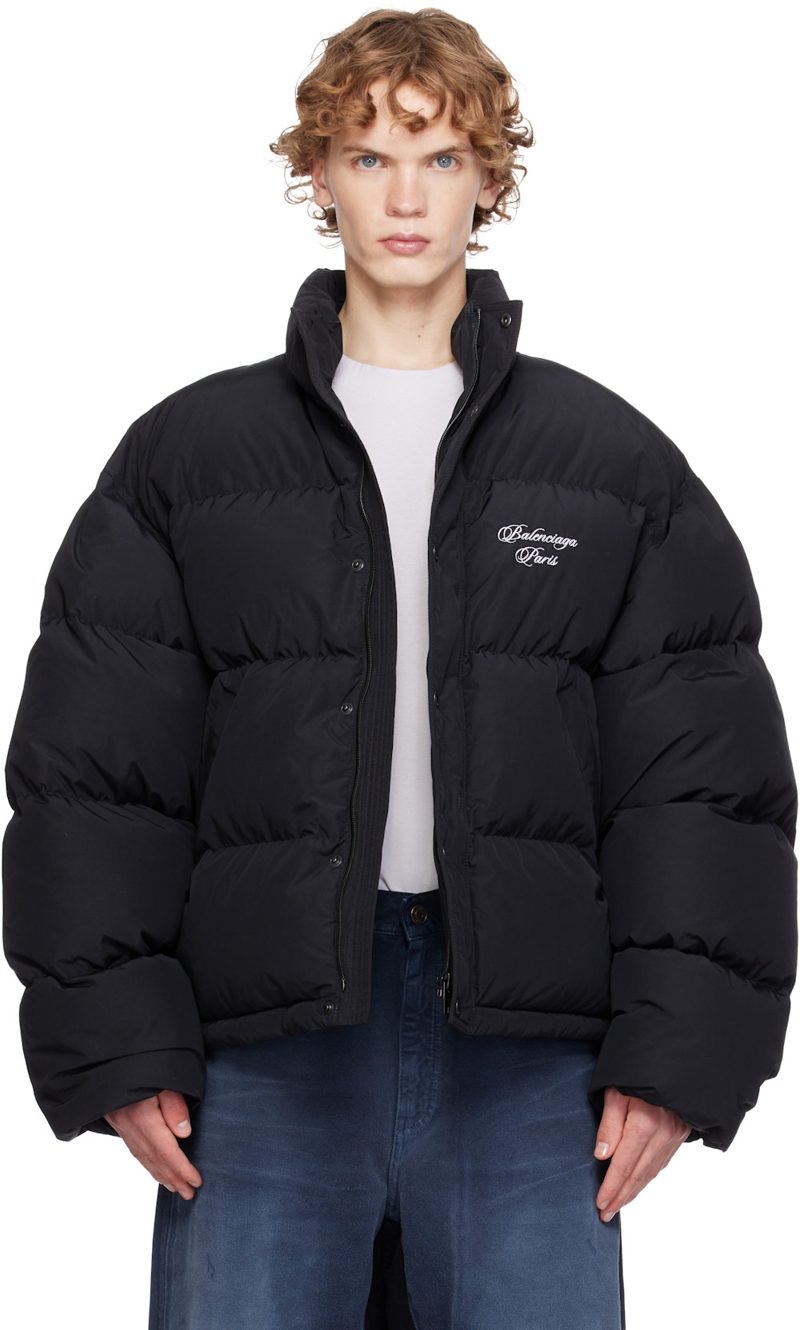 Black Puffer Down Jacket 261342M178000