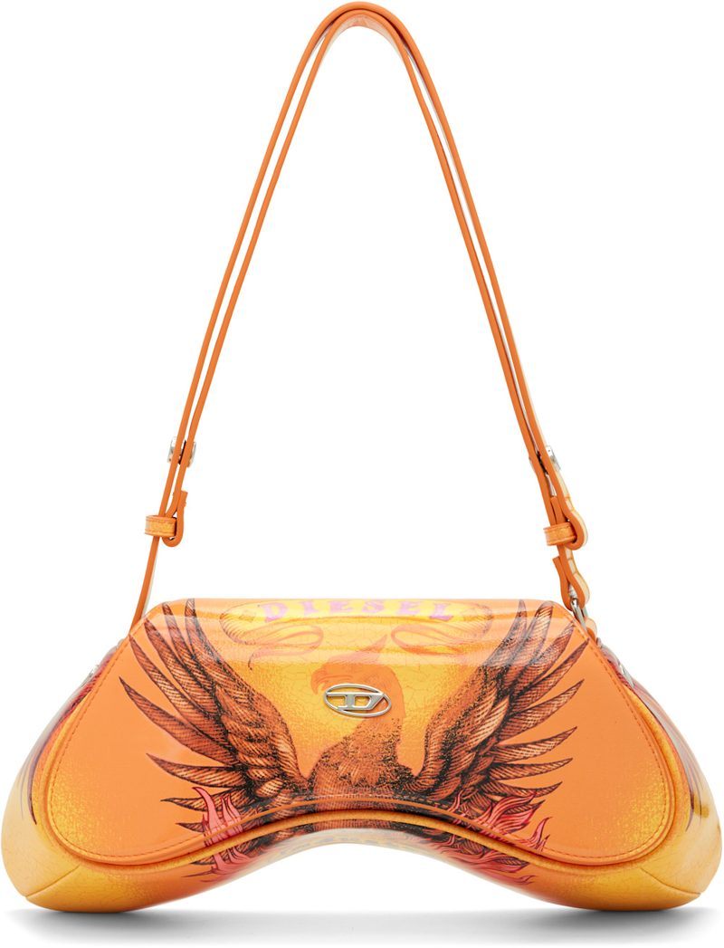 Orange Play-Glossy Printed Crossbody Bag 262001F048031