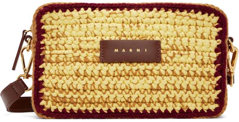 Marni Brown & Yellow Knitted Camera Bag 262379F048013