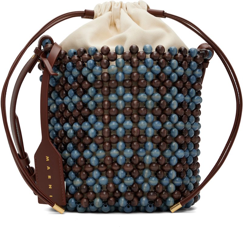 Marni Blue & Brown Beads Bag 262379F048002