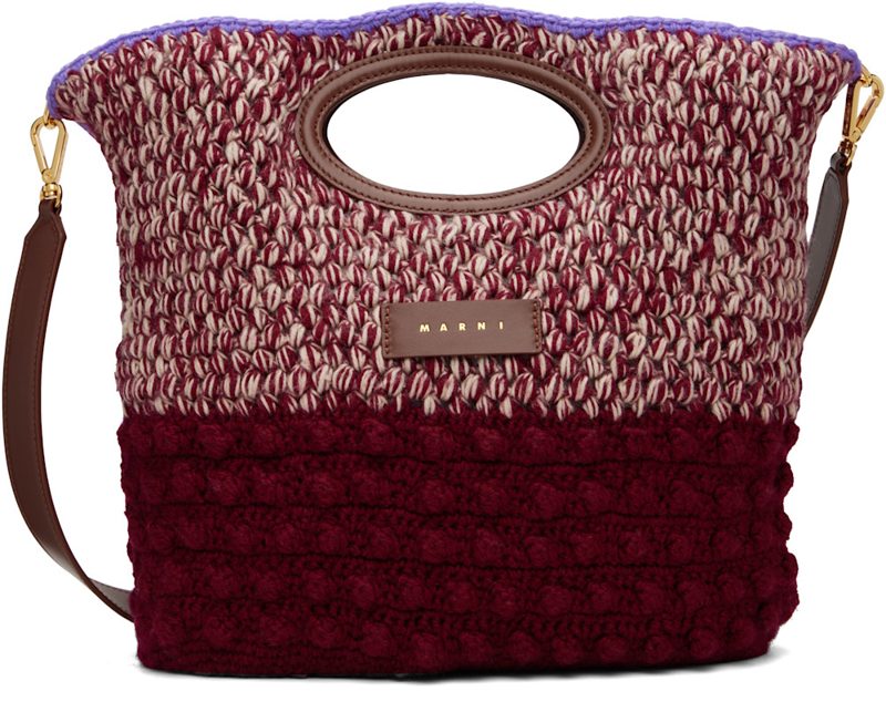 Marni Burgundy Wool Knotty Crochet Bag 262379F046005