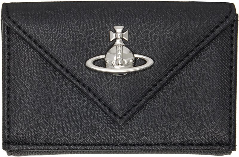 Black Envelope Billfold Faux-Leather Wallet 262314M164002