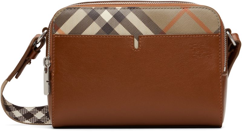 Tan Pop Check Crossbody Bag 262376M170001