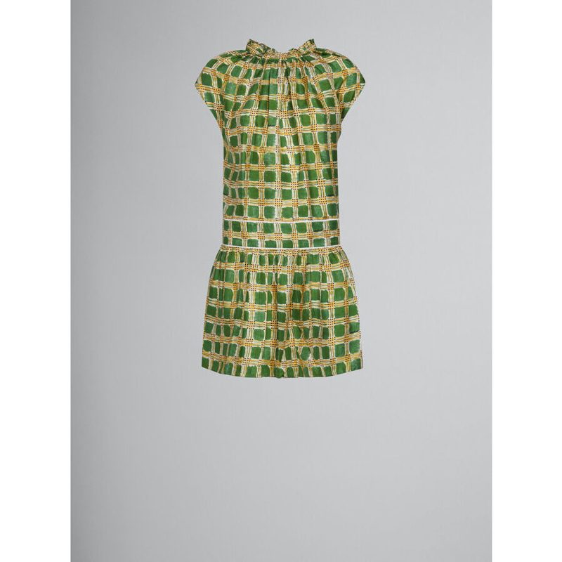Marni Womens Green Plaid Short Dress