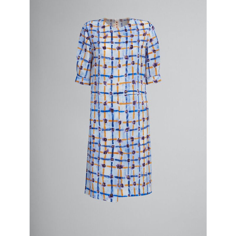 Marni Womens Light Blue Patterned Midi Dress