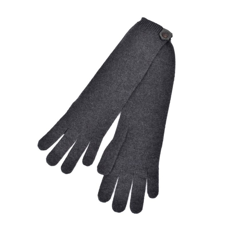 Brunello Cucinelli Womens Black Cashmere Gloves With Bead Accent