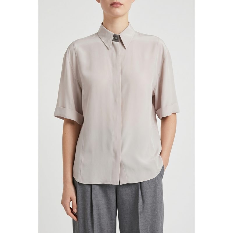 Brunello Cucinelli Light Pink Silk Oversized Shirt