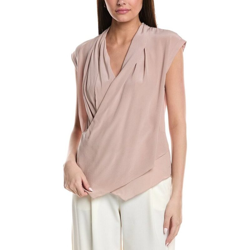 Brunello Cucinelli Wolight Pink Silk Draped Shirt