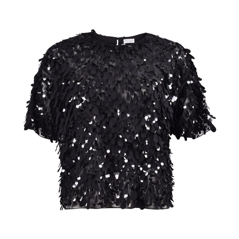 Brunello Cucinelli Black Sequin Embellished Shirt