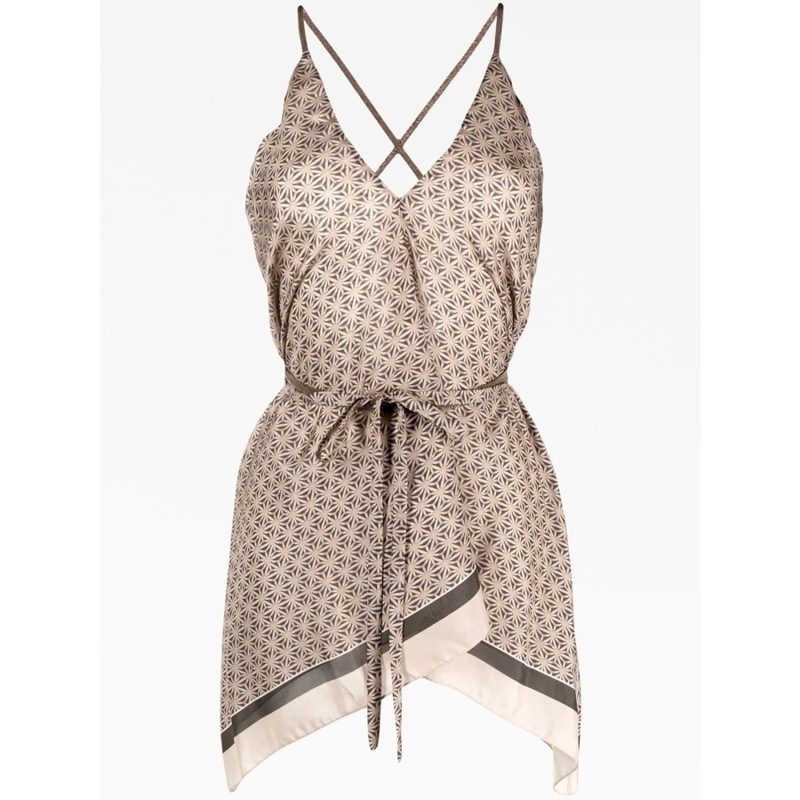 Brunello Cucinelli Womens Beige Patterned Silk Camisole Top