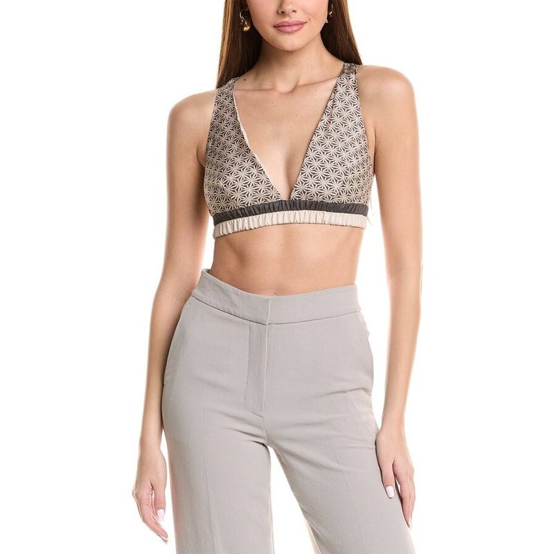 Brunello Cucinelli Womens Patterned Beige Bralette Top