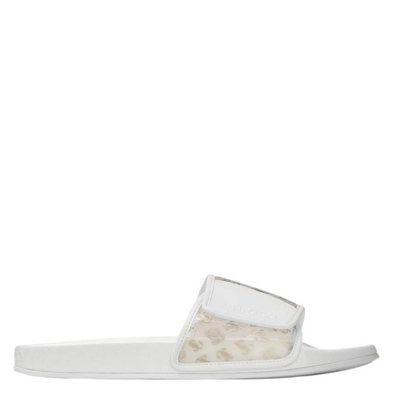 Fitz Monogram Print Plexi Sandals