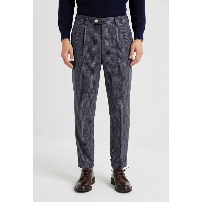 Brunello Cucinelli Navy Wool Tailored Trousers
