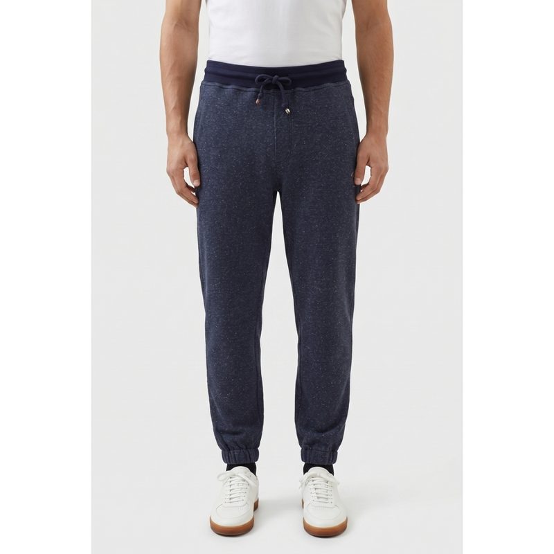 Brunello Cucinelli Dark Blue Cotton Blend Joggers