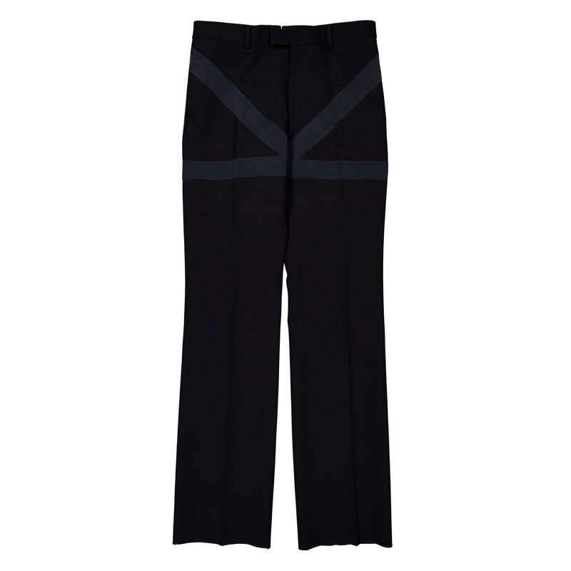 Mens Geometric Satin-Paneled Trousers