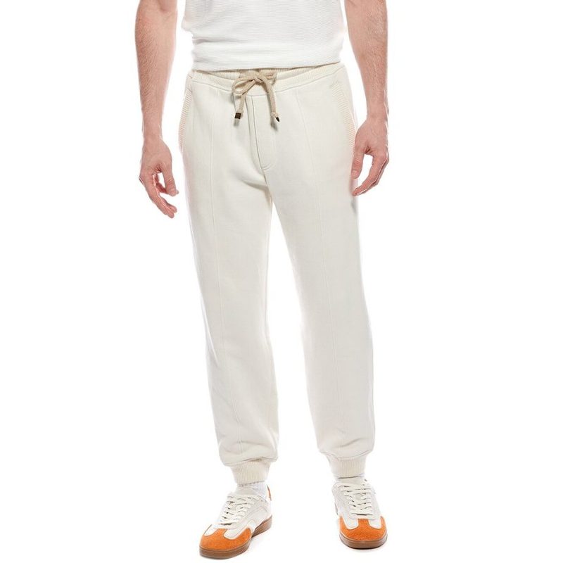 Brunello Cucinelli Cream Drawstring Jogger Pants