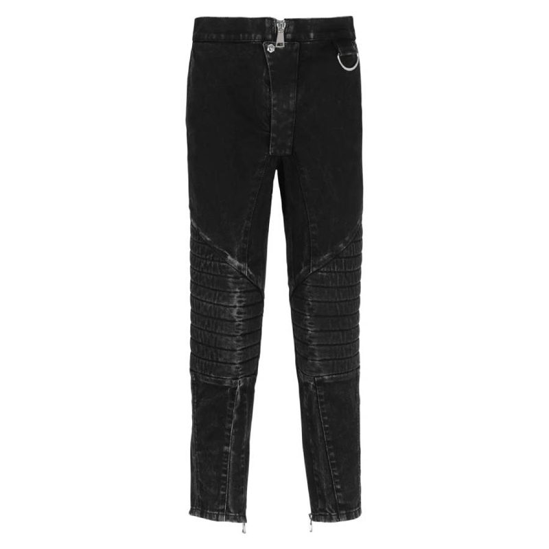 MenS Black Acid Wash Denim Pants