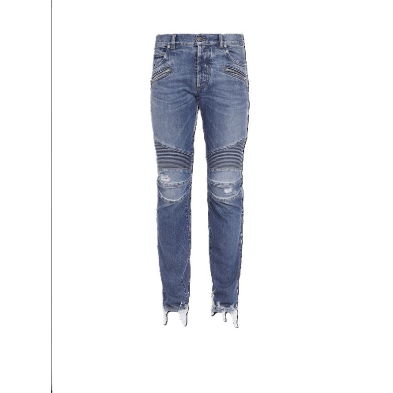 MenS Blue Ribbed Tapered Jeans