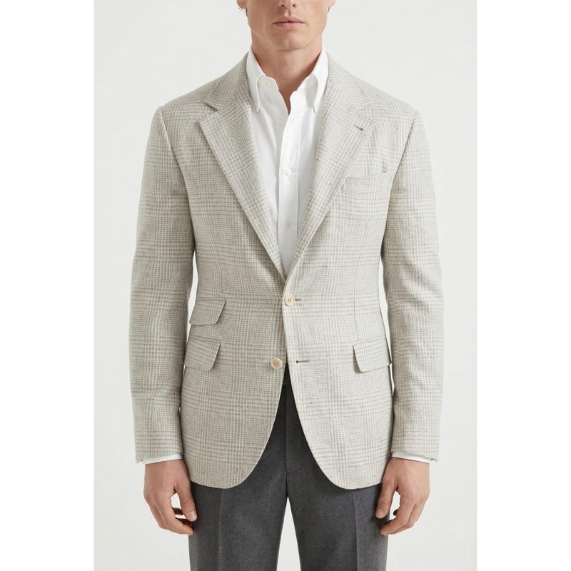Brunello Cucinelli Light Grey Wool Silk Blazer