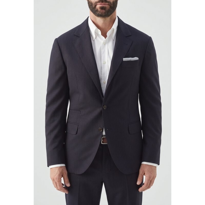 Brunello Cucinelli Navy Wool Tailored Blazer