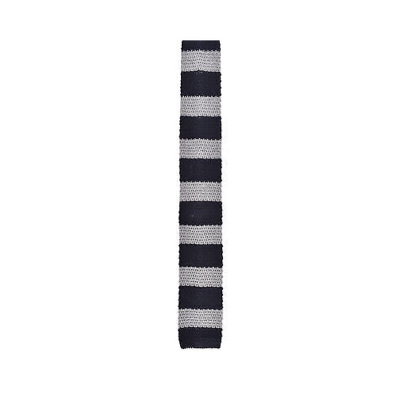 Brunello Cucinelli MenS Lead Navy Silk Blend Knit Tie