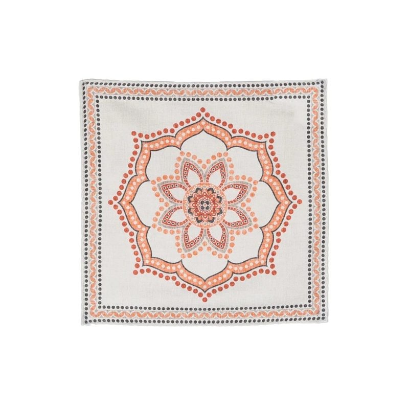 Brunello Cucinelli MenS Cream And Orange Patterned Pocketsquare