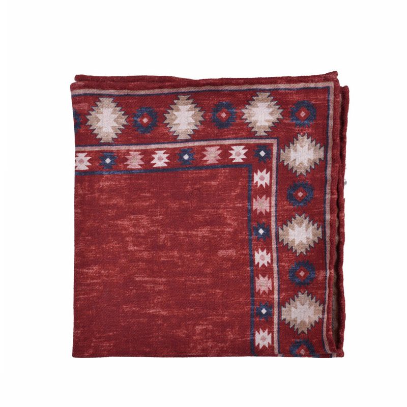 Brunello Cucinelli MenS Red Wool Patterned Pocket Square