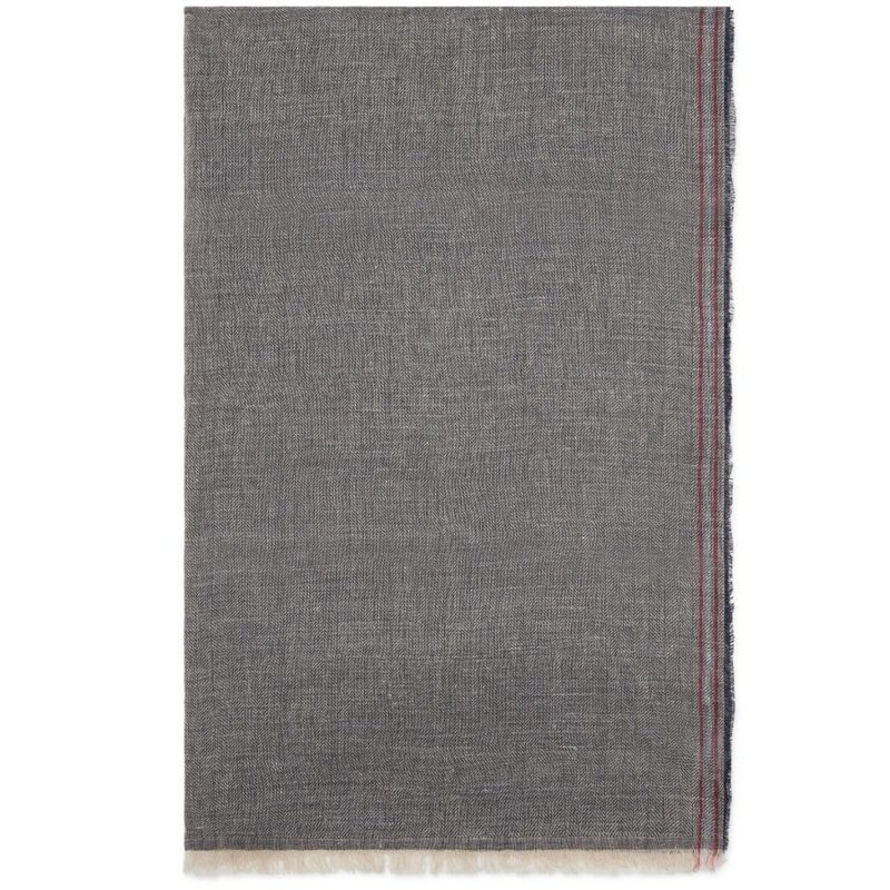 Brunello Cucinelli MenS Navy Red Linen Silk Scarf
