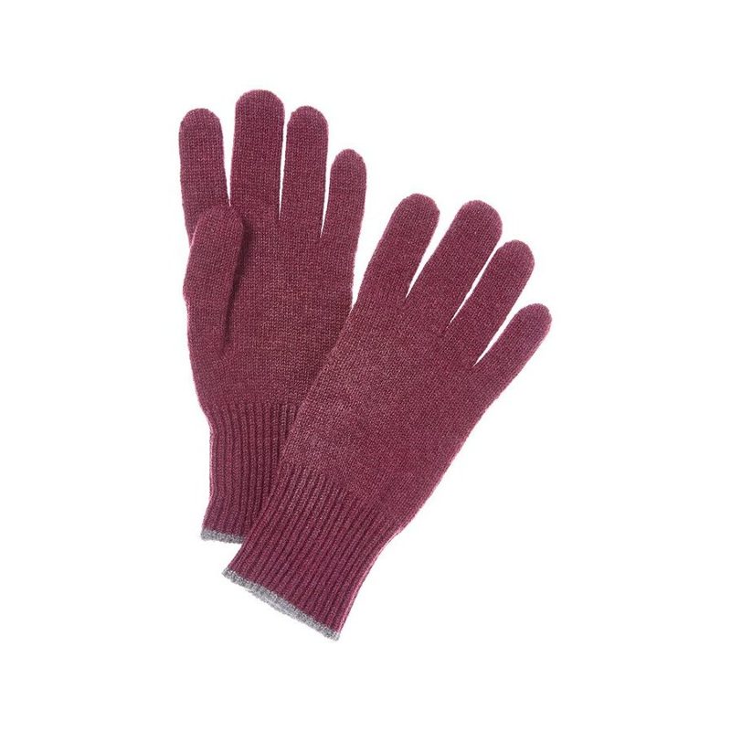 Brunello Cucinelli MenS Bordeaux Cashmere Knit Gloves
