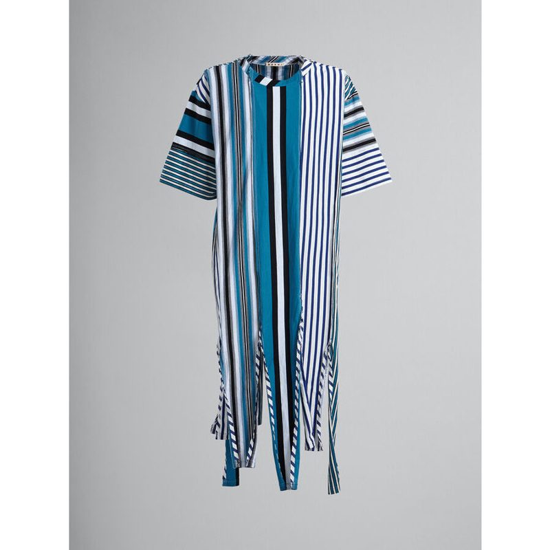 Marni MenS Striped Multicolor Fringe Detail Shirt