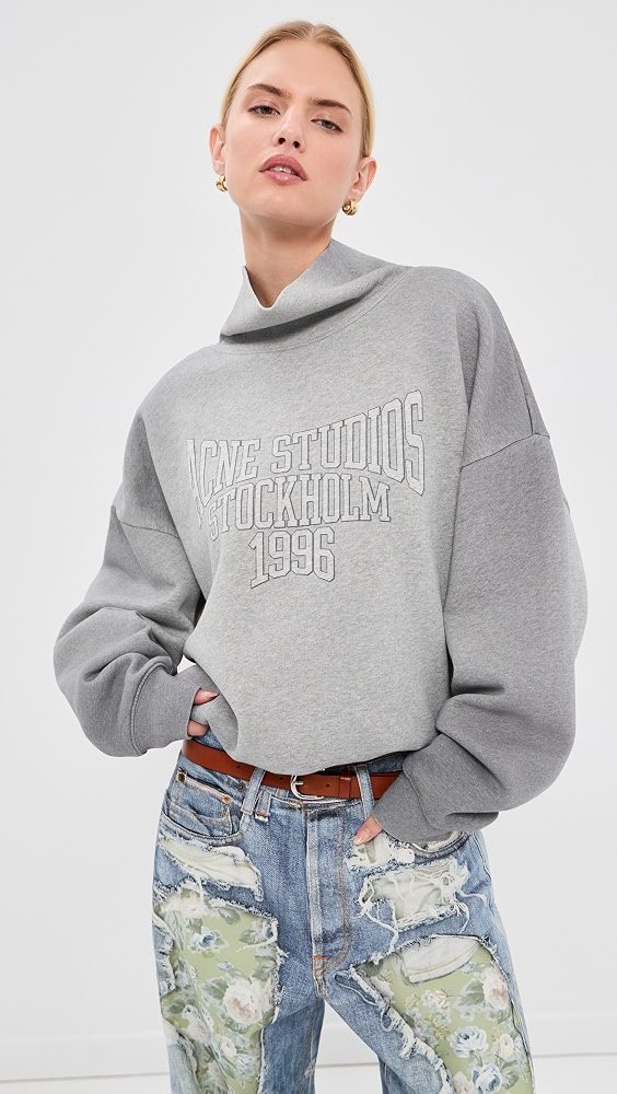 Funnel Neck Sweatshirt_Grey Melange