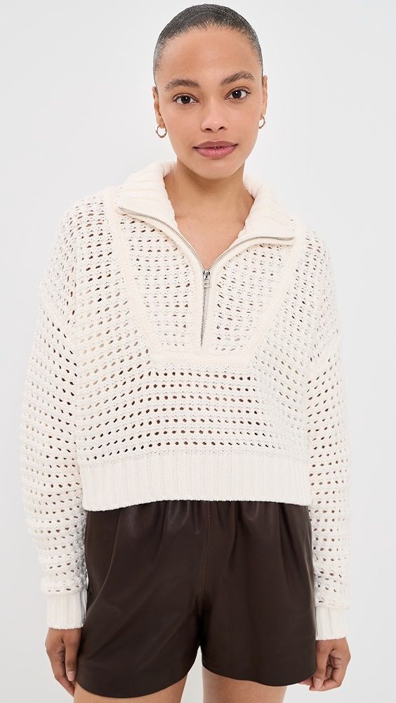 STAUD Cropped Hampton Sweater_Ivory