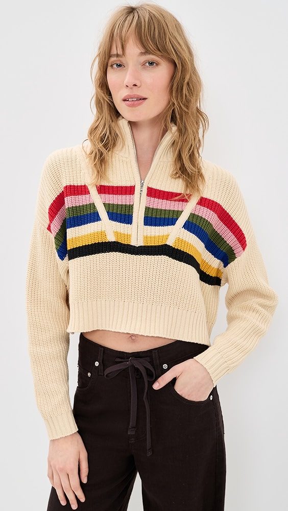 STAUD Cropped Hampton Sweater_Artist Stripe