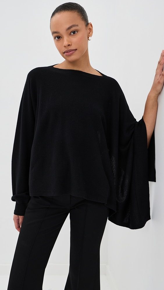 Cape with One Sleeve Pullover_Black
