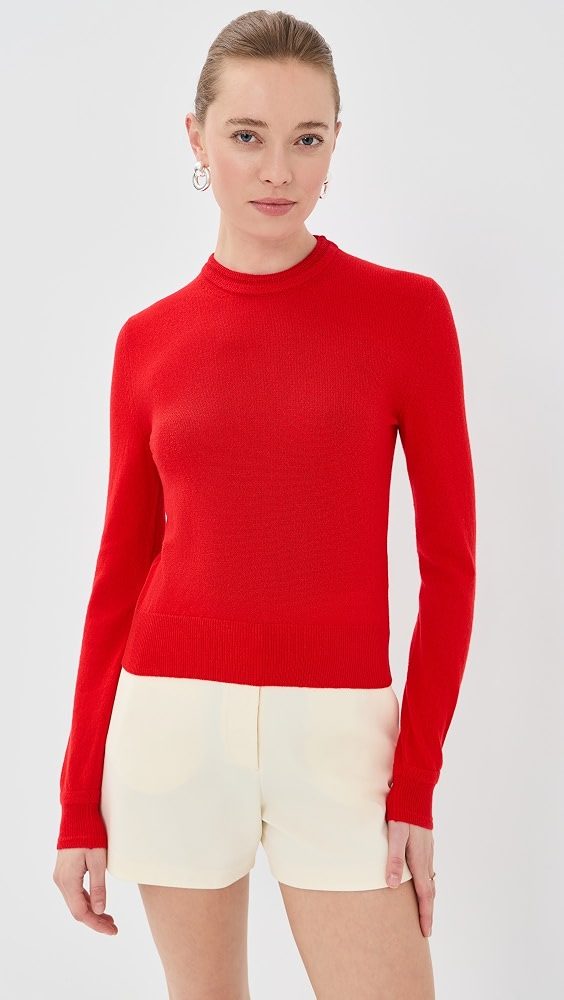 Crew Neck Long Sleeve Sweater_Rouge