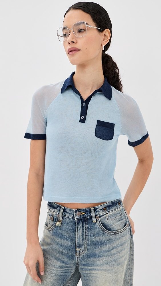 Transparent Polo Sweater_Light Blue/Navy
