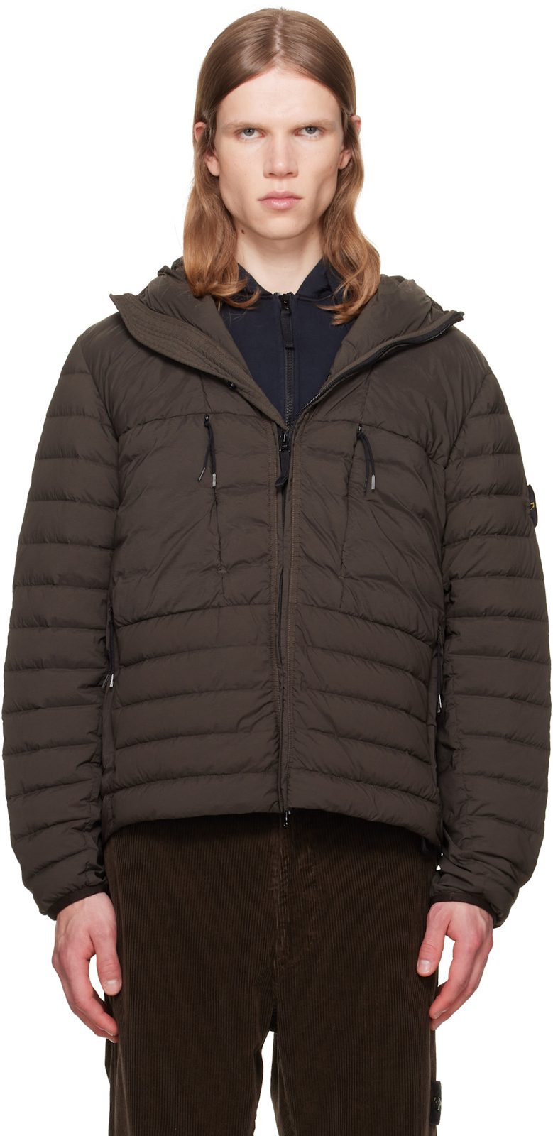 Khaki 4100107 Seamless Tunnel Nylon Down Jacket 262828M178003