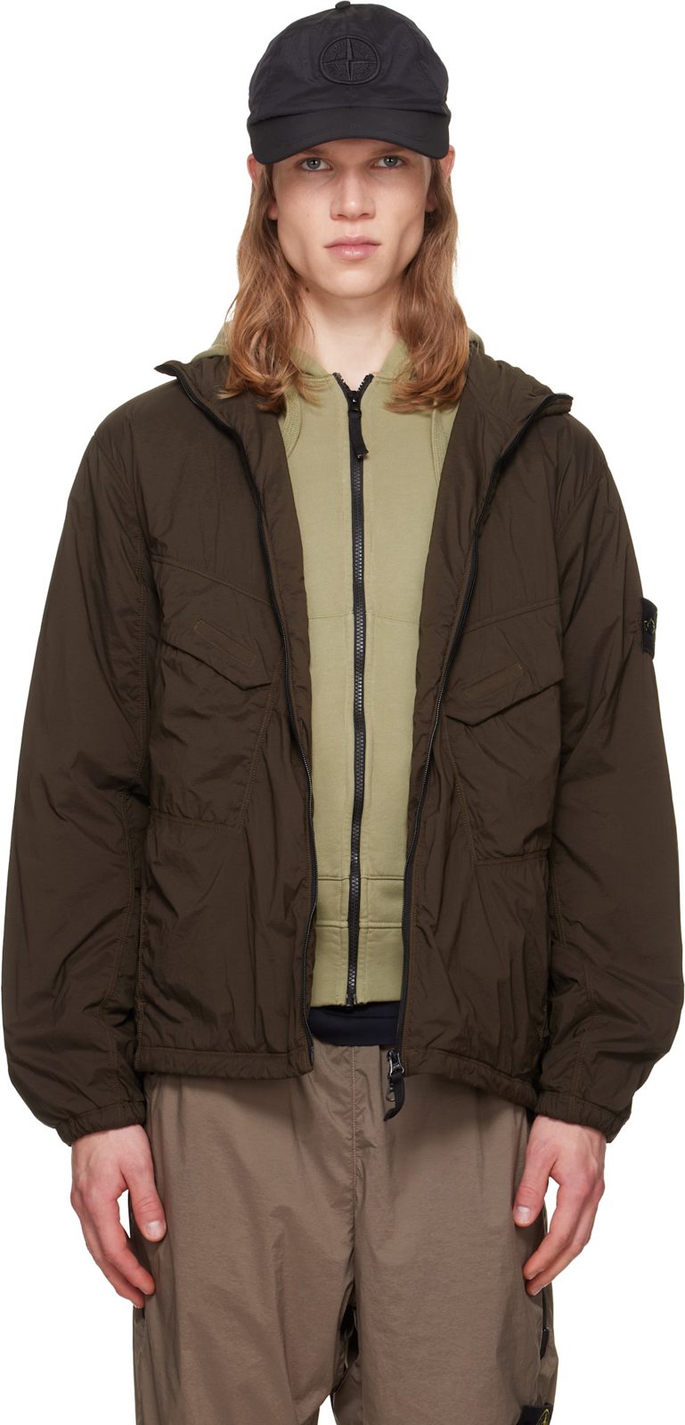 Khaki Q100021 Ultralight Nylon Stretch-TC Jacket 262828M180004
