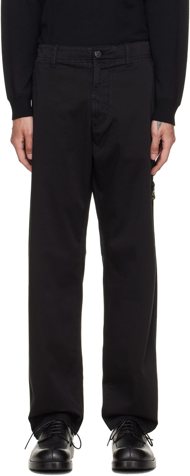 Black 3100012 Stretch Organic Cotton Satin Trousers 262828M191016