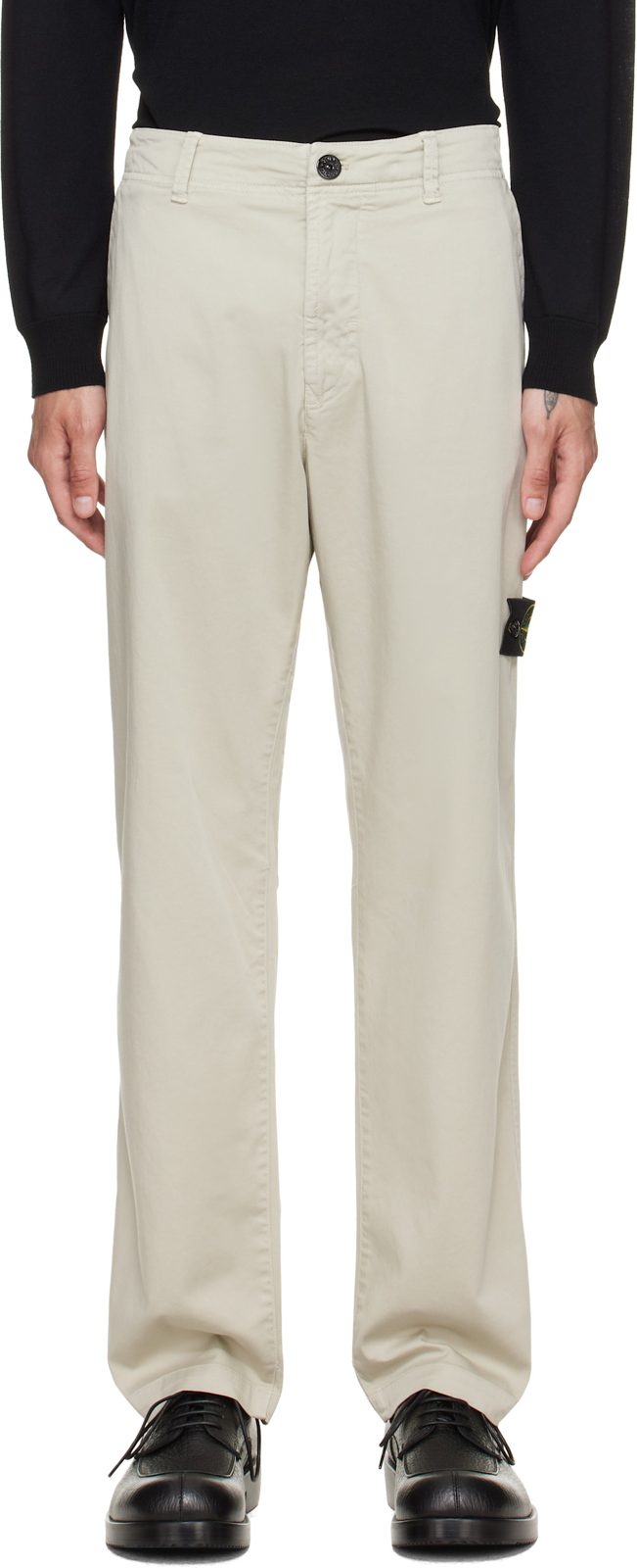 Beige 3100012 Stretch Organic Cotton Satin Trousers 262828M191015