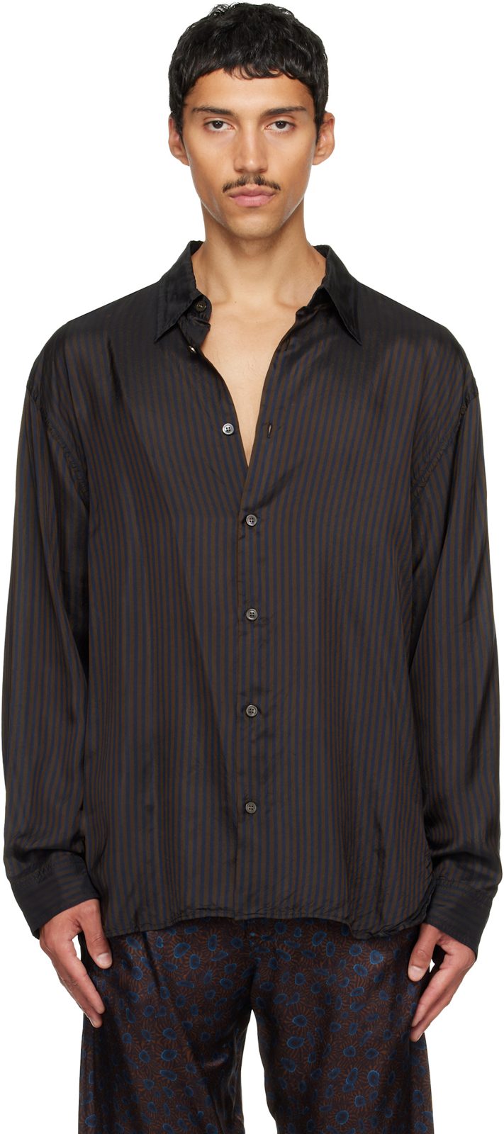 Brown Stripe Shirt 262358M192061