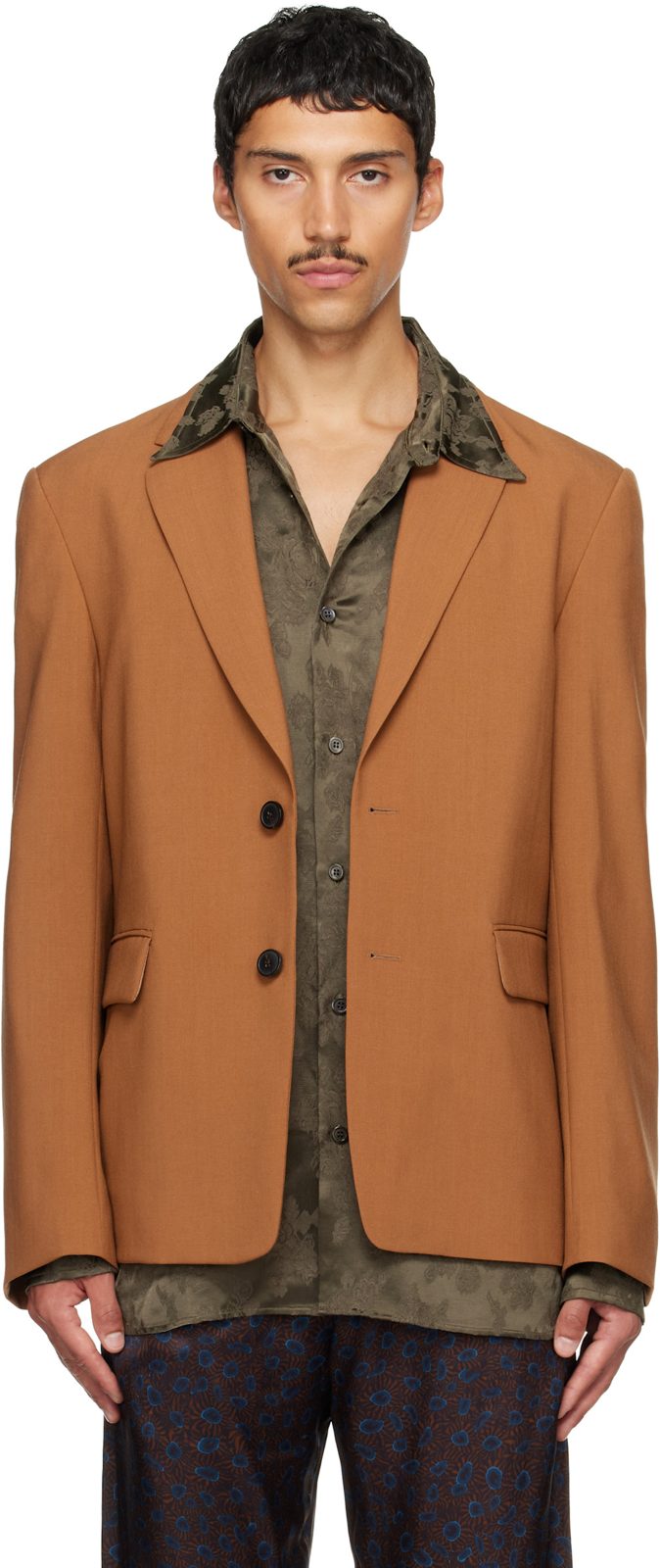 Tan Wool Blazer 262358M195007
