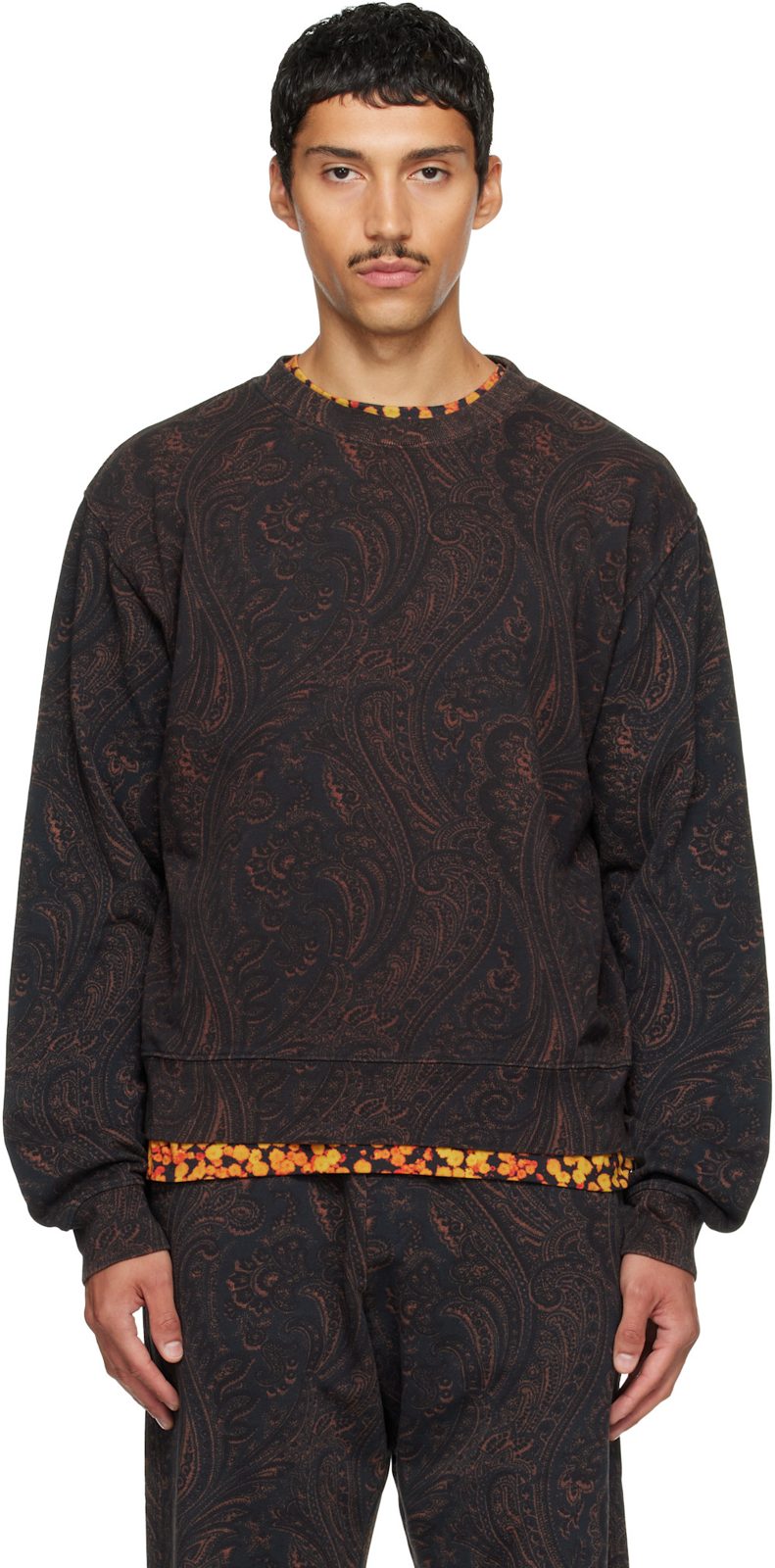 Black & Brown Printed Sweatshirt 262358M201042