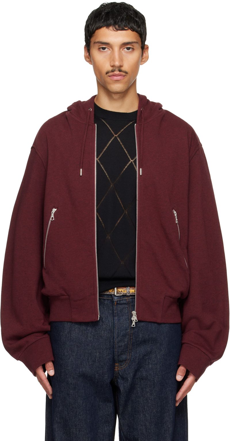 Burgundy Cotton Hoodie 262358M202002