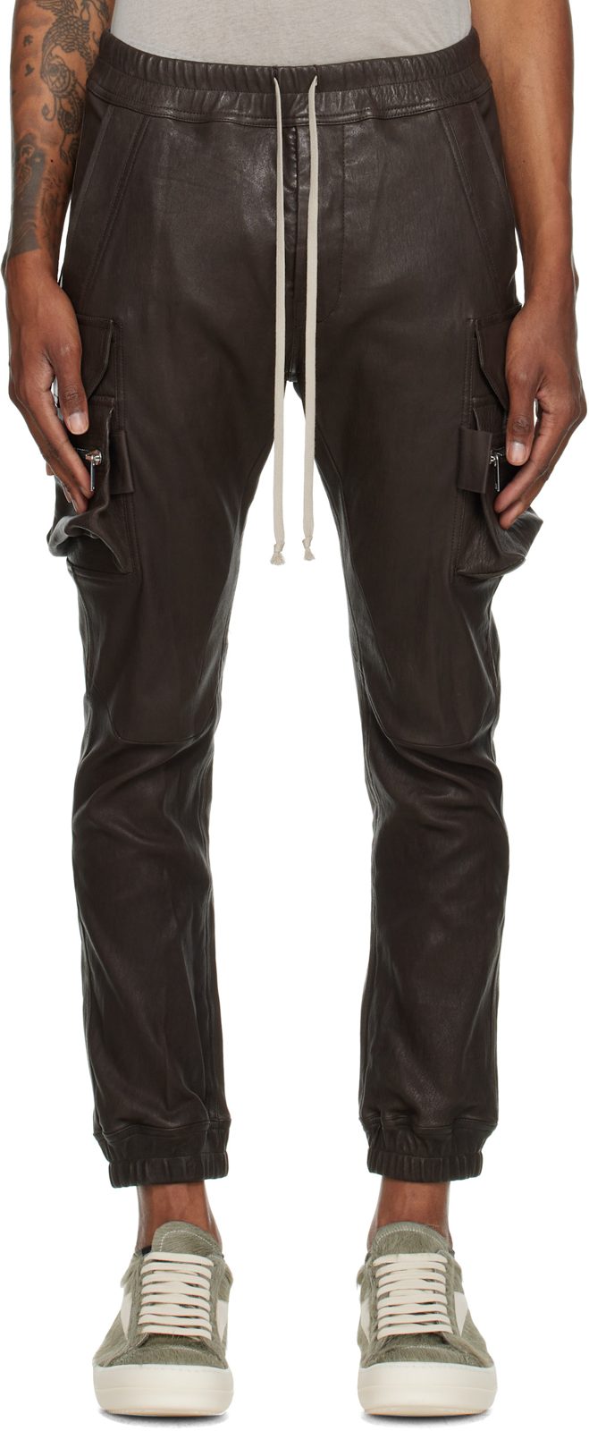 Brown Tower Mastodon Leather Cargo Pants 262232M189013