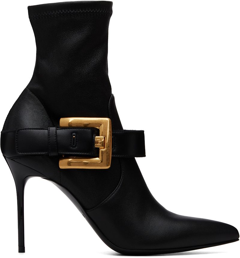 Black Anthem Stretch Leather Ankle Boots 262251F113000